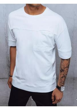 Pánské trička bílé barvy s kapsou na hrudi