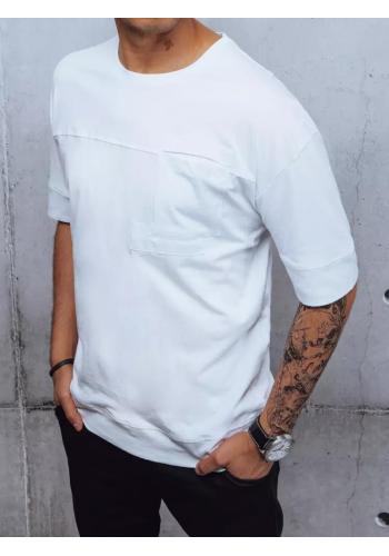 Pánské trička bílé barvy s kapsou na hrudi