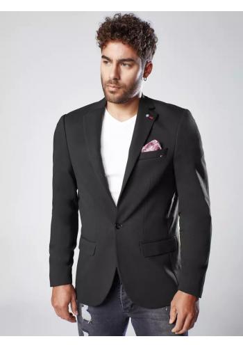 Neformální pánské sako černé barvy s ozdobnými knoflíky