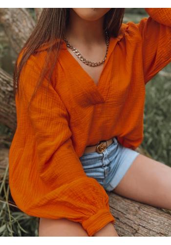 Oranžová mušelínová košile s oversize střihem