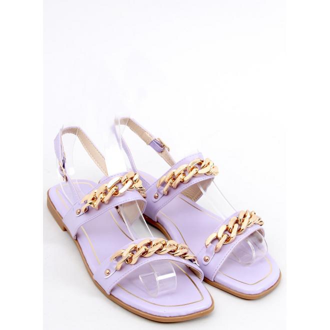 Fialové dámské sandály se zlatými řetízky