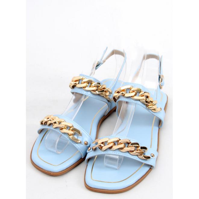 Dámské světle modré sandály se zlatými řetízky
