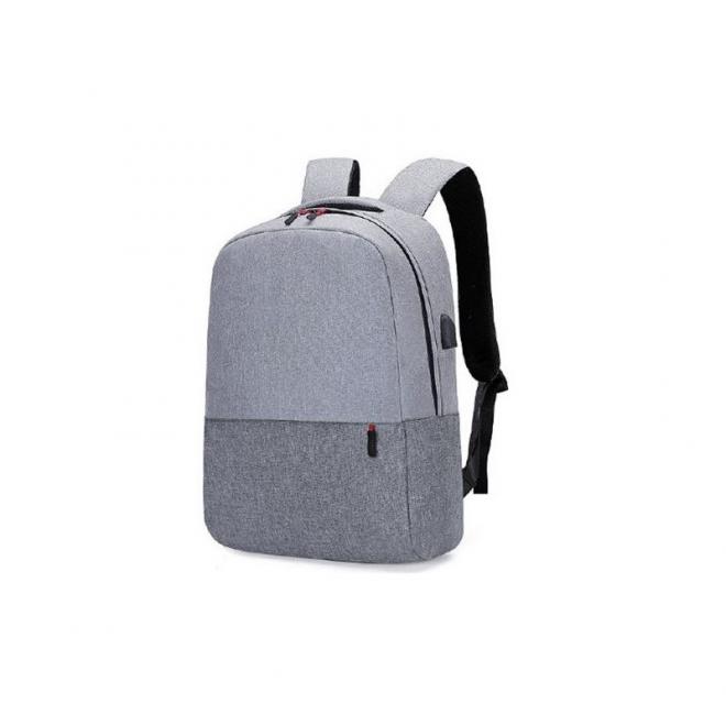 Sportovní šedý batoh s USB portem
