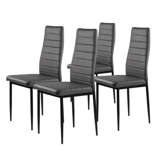Levně Sada 4 židlí do jídelny v šedé barvě