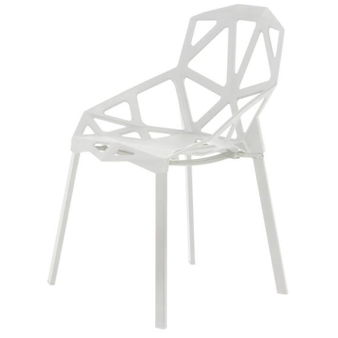 Levně Sada 4 bílých moderních židlí