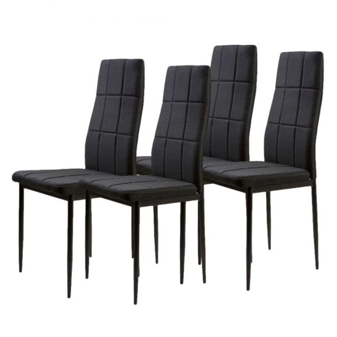 Levně Sada 4 židlí do jídelny v černé barvě