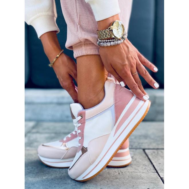 Růžové sportovní Sneakersy s klínovým podpatkem pro dámy