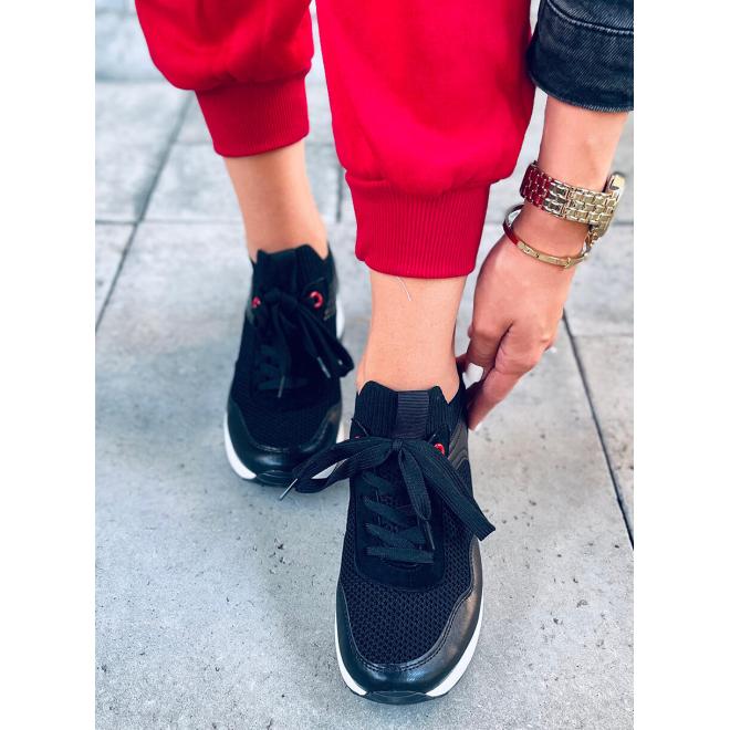 Dámské módní Sneakersy s klínovým podpatkem v černé barvě