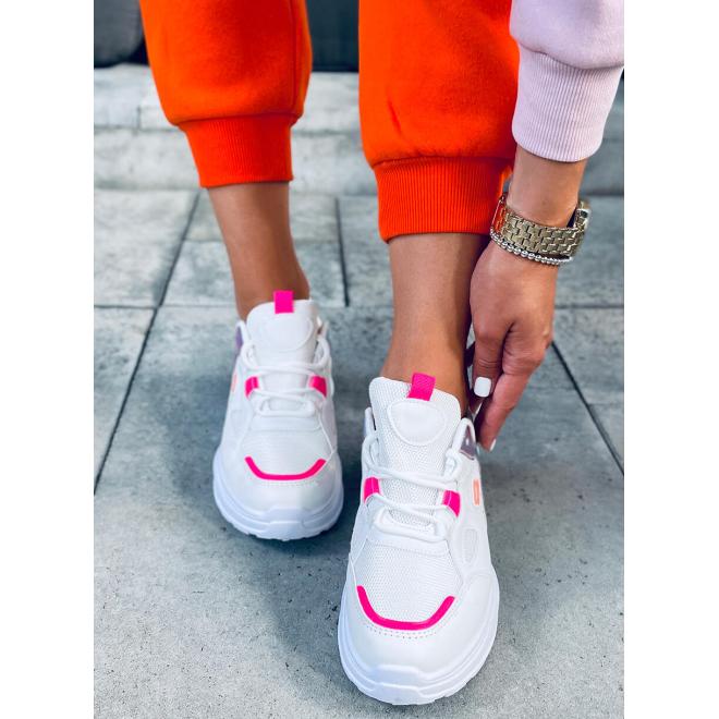 Bílo-růžové módní tenisky s holografickými doplňky pro dámy
