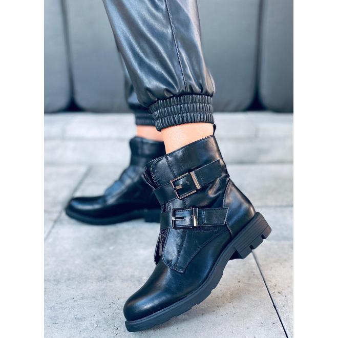 Černé vojenské boty s přezkami pro dámy