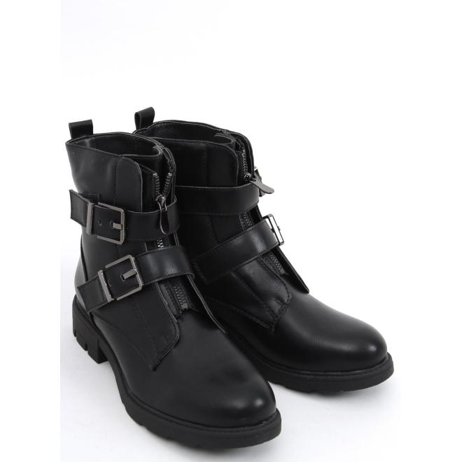 Černé vojenské boty s přezkami pro dámy