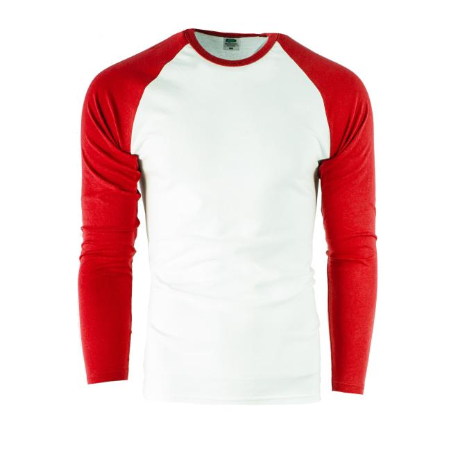 Bílo-červené pánské tričko s dlouhým rukávem