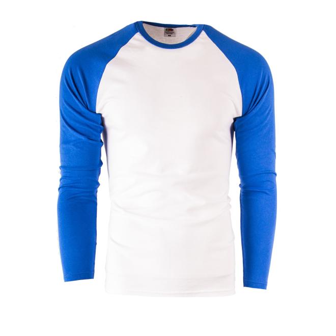 Bílé pánské tričko s modrými rukávy