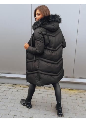 Dlouhá zimní bunda v černé barvě