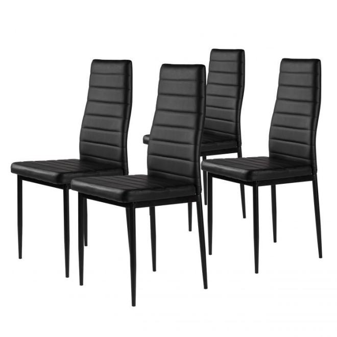 Levně Sada 4 jídelních židlí v černé barvě