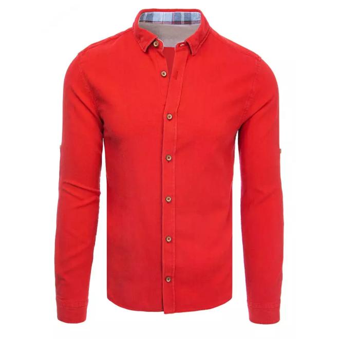 Pánská červená košile s dlouhým rukávem