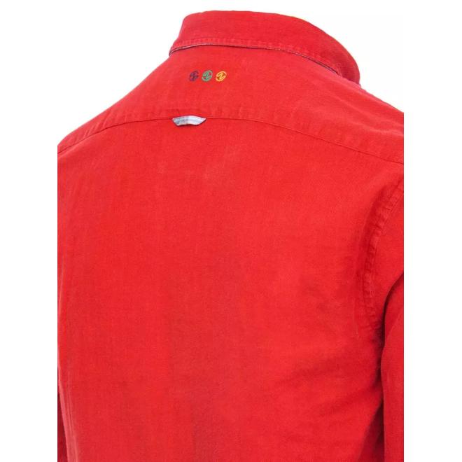 Pánská červená košile s dlouhým rukávem