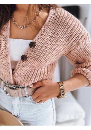 Dámský krátký svetr v růžové barvě