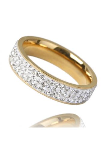 Bílý pozlacený prsten s kamínky