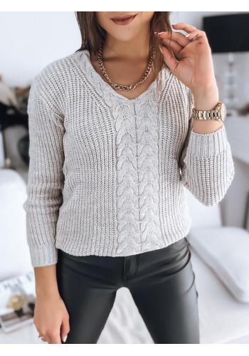 Béžový dámský svetr s ozdobným pletením