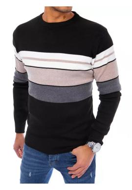 Černý pánský svetr s kontrastními pásky