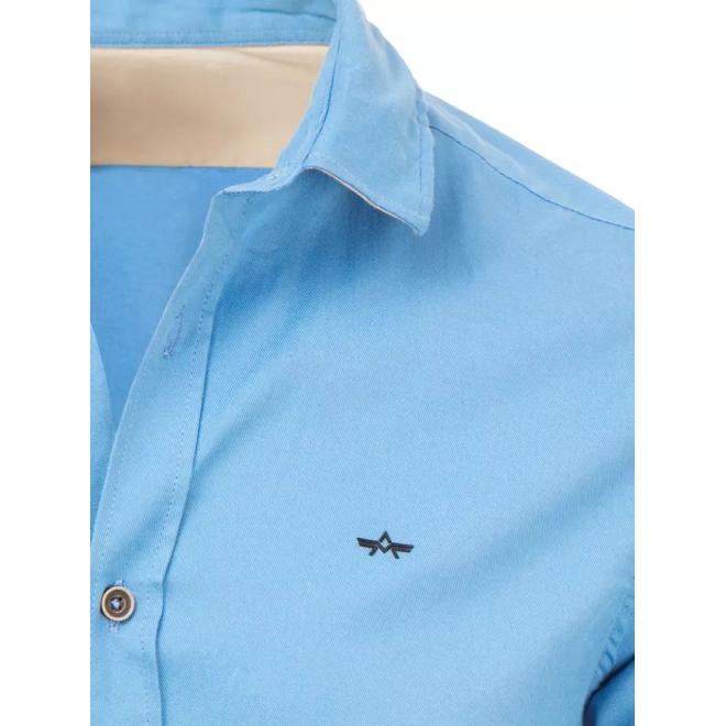Pánská světle modrá košile s malou výšivkou