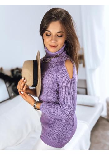 Dámský fialový svetr s rolákem