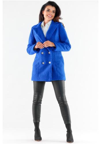 Elegantní dámský kabát modré barvy