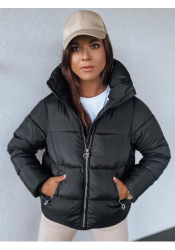 Zimní bunda s límcem v černé barvě