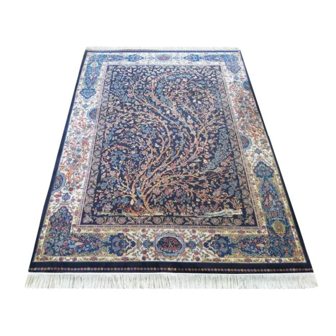 Exkluzivní hedvábný koberec v modré barvě