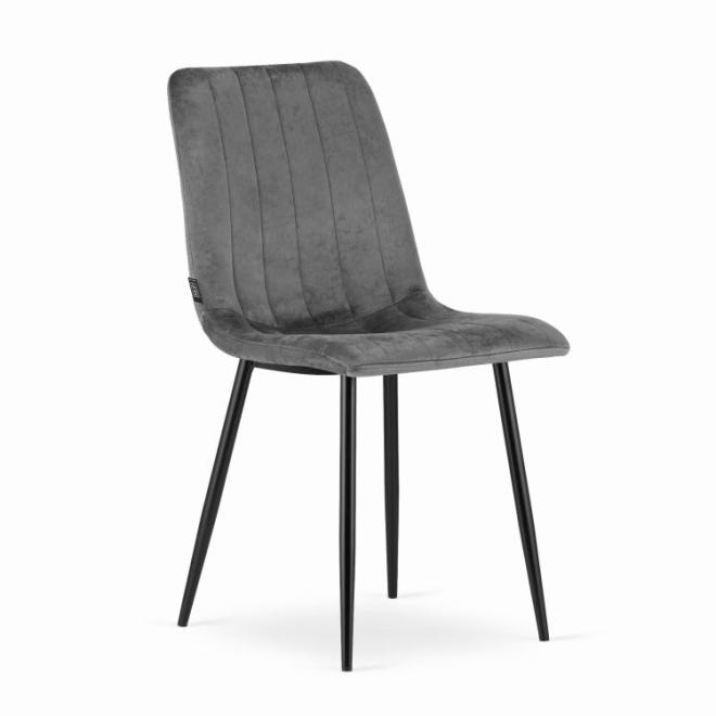 Levně Sada 4 židlí s opěradlem - tmavě šedý samet