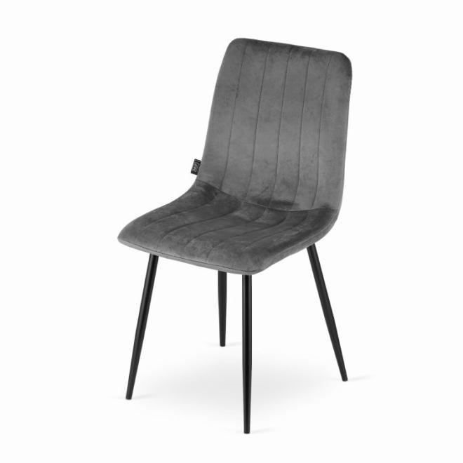 Sada 4 židlí s opěradlem - tmavě šedý samet