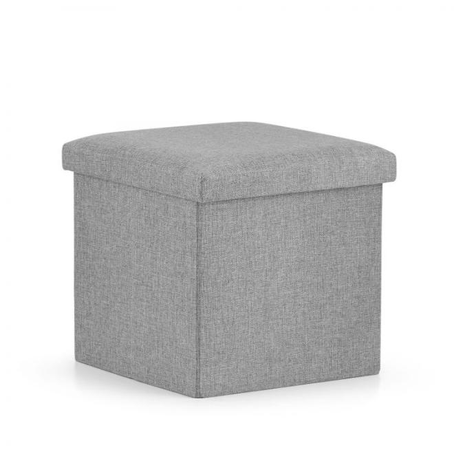 Levně Skládací taburetka s úložným prostorem v šedé barvě