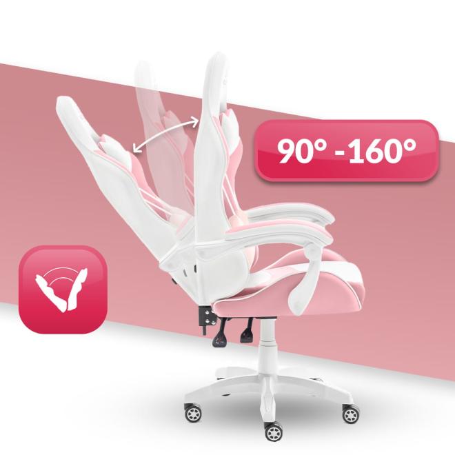 Herní křeslo HELL´S CHAIR v růžovo-bílé barvě