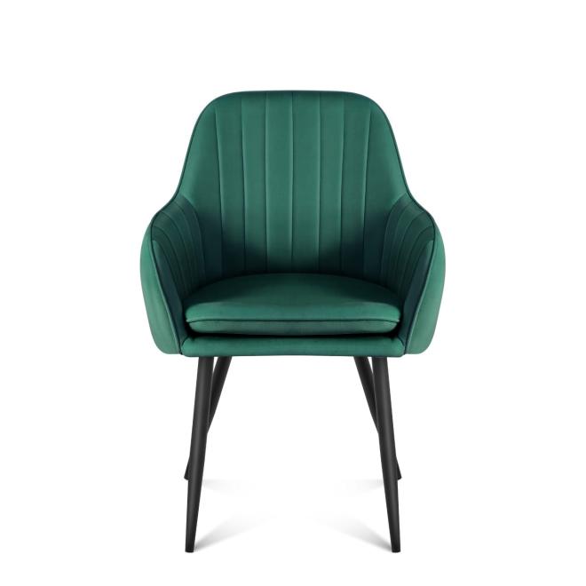 Velurová židle zelené barvy s prošíváním