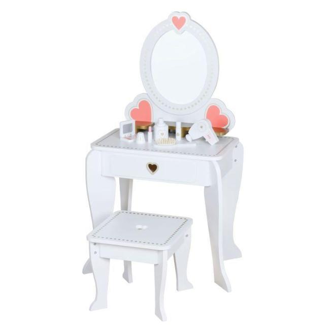 Dětský dřevěný toaletní stolek se zrcadlem
