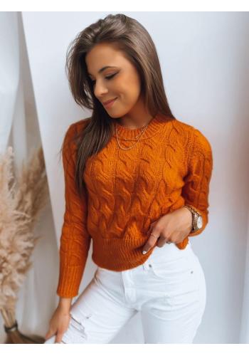 Oranžový dámský svetr s krátkým střihem
