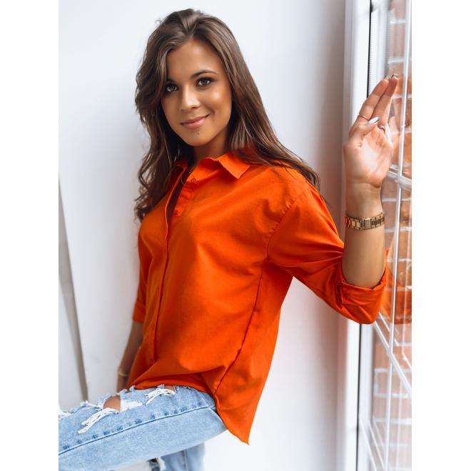 Oranžová dámská košile s dlouhým rukávem