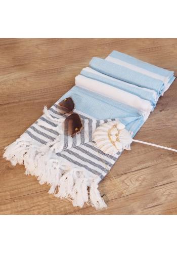 Plážový ručník modro-bílé barvy - 100x180 cm