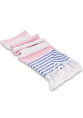 Bavlněný ručník v růžovo-bílé barvě - 100x180 cm