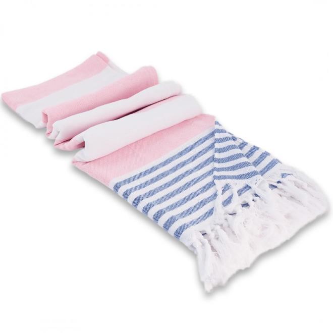 Bavlněný ručník v růžovo-bílé barvě - 100x180 cm