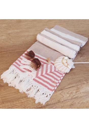 Béžový plážový uterák z bavlny - 100x180 cm