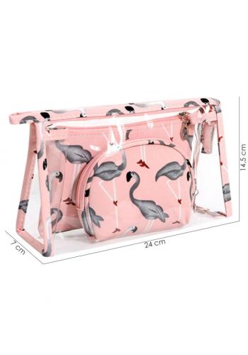 Sada 3 kosmetických tašek v růžové barvě