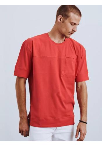 Dámské bavlněné tričko s kapsou na hrudi v červené barvě