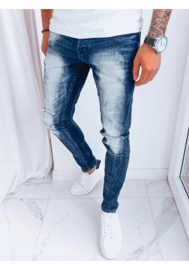 Pánské džíny s přetíráním v tmavě modré barvě