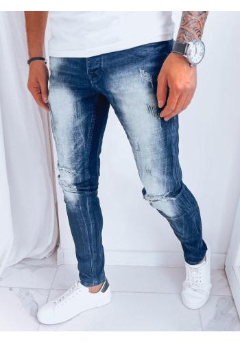 Pánské džíny s přetíráním v tmavě modré barvě