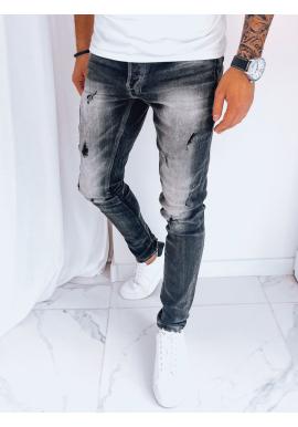 Pánské džíny s dírami v šedé barvě