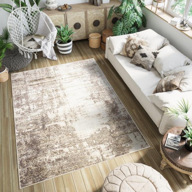 Levně Béžový moderní koberec se vzorem