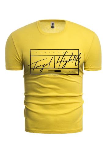 Pánské tričko s potiskem ve žluté barvě