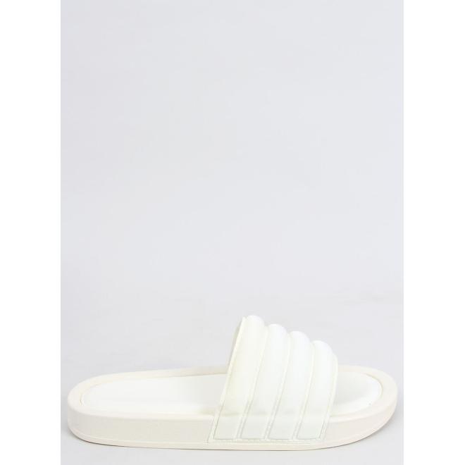 Dámské pantofle s prošíváním v bílé barvě